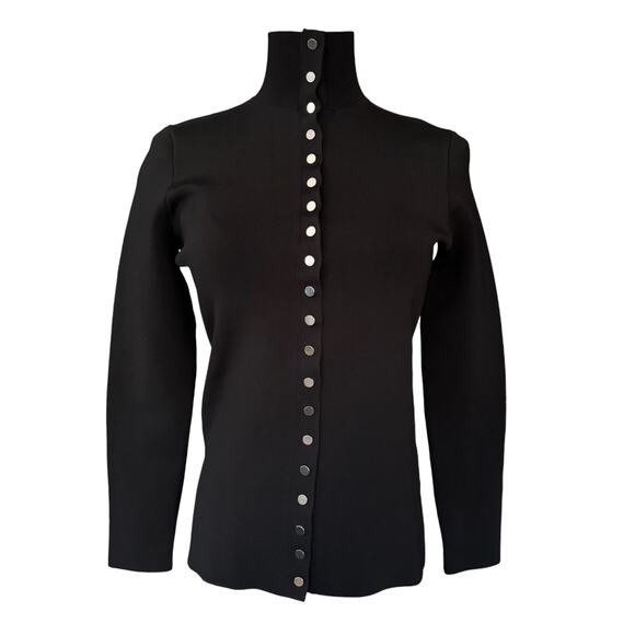 Alexander Wang Mock Neck Button Down Sweater‎ Top Black Size Medium NWT - Picture 1 of 9